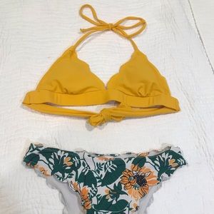 Yellow floral bikini set